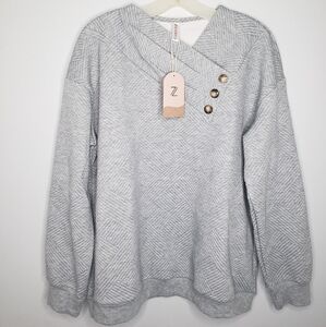 Zolucky Brand Women's Gray Crew Neck Sweater